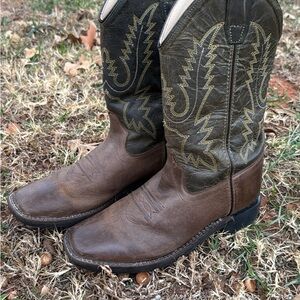 Old West Brown and Black Kids Cowboy Boots